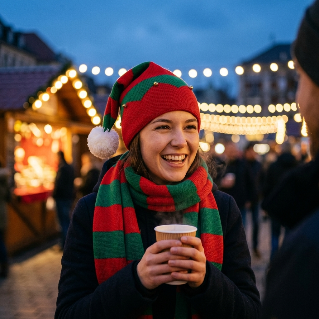 Julelue med bjelle på julemarked